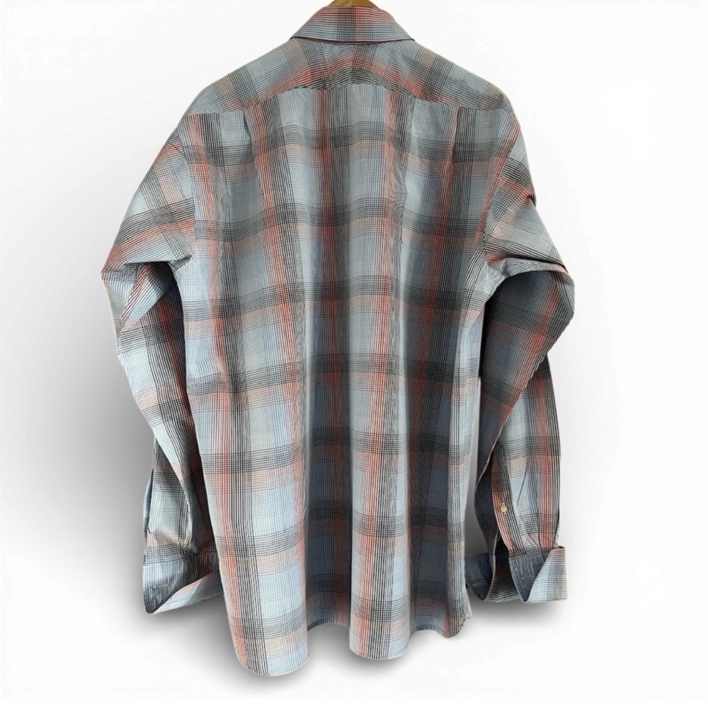 Burberry Blue and Red Plaid Dress Shirt With Double French Cuffs - Picture 2 of 8